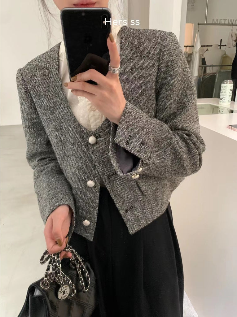 HERS>小香風U領外套 8105#