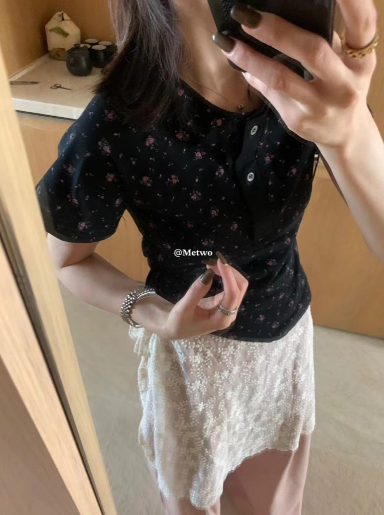 METWO>小飛袖正肩碎花T 08031#
