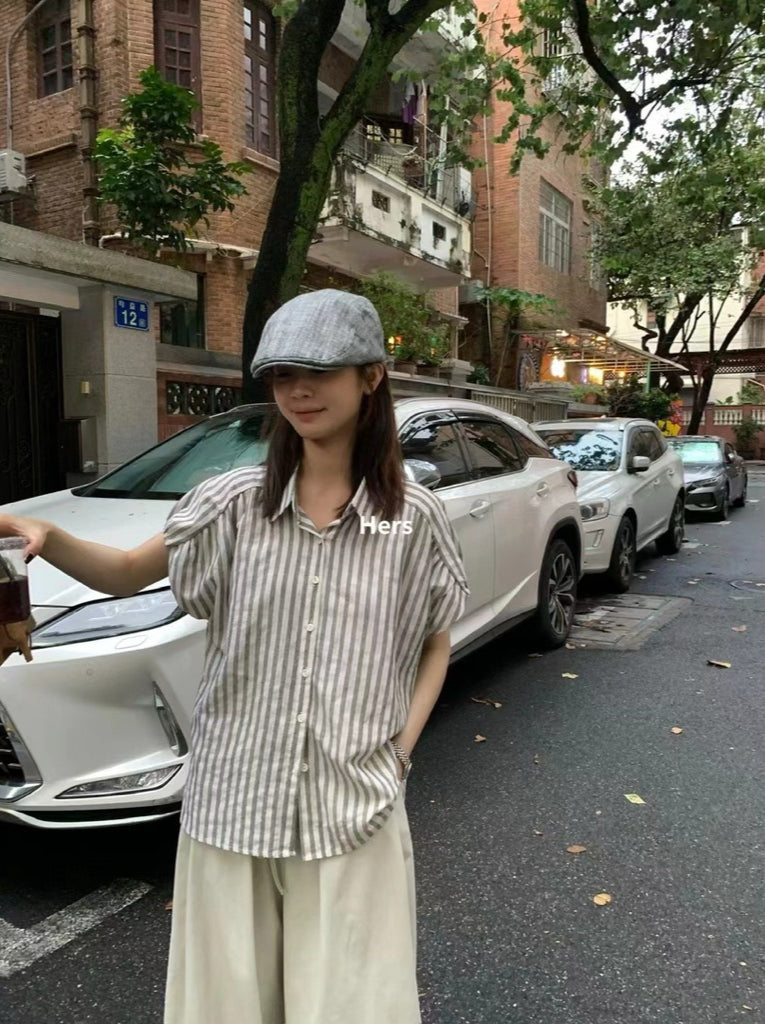 HERS> 小飛袖條紋襯衫 20650#
