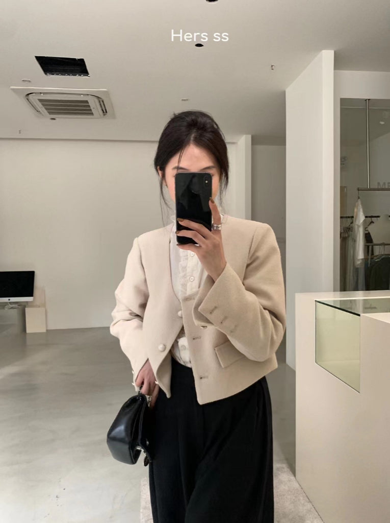 HERS>小香風U領外套 8105#