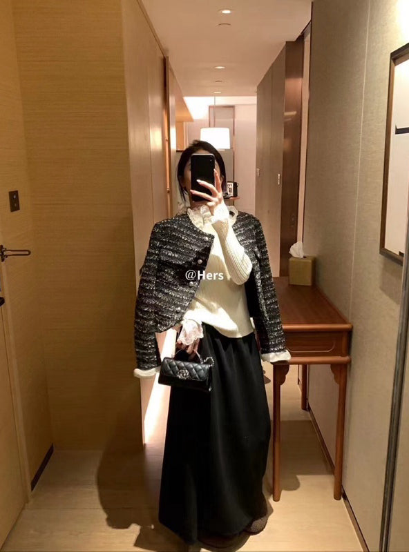 HERS> 小香外套& 3色加厚蕾絲打底 10455#