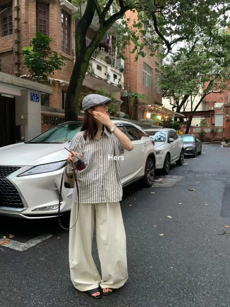 HERS> 小飛袖條紋襯衫 20650#