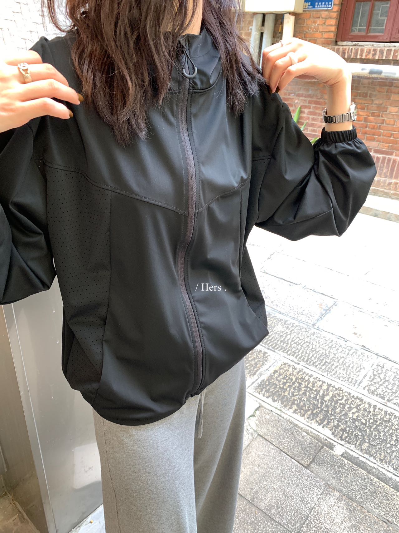 HERS - 網紗抽繩休閒防曬外套 92212#