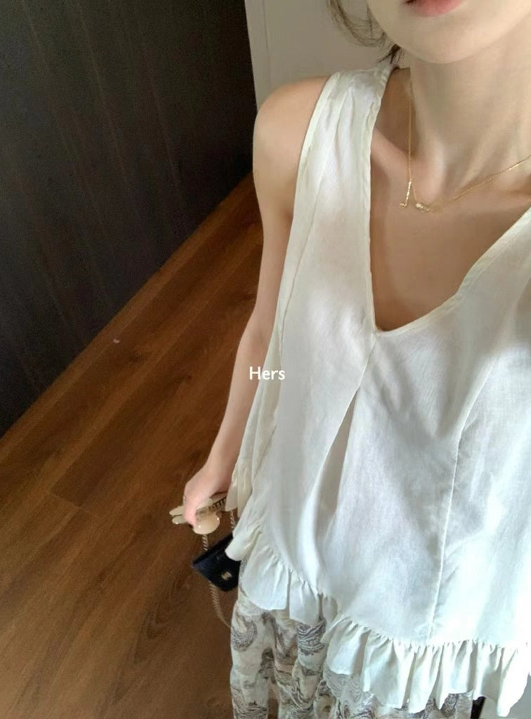 HERS> V領綁帶衫&南法復古花裙 2098875#