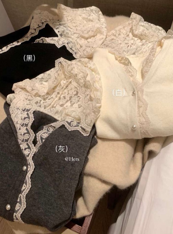 HERS> 蕾絲拼接針織衫 10548#