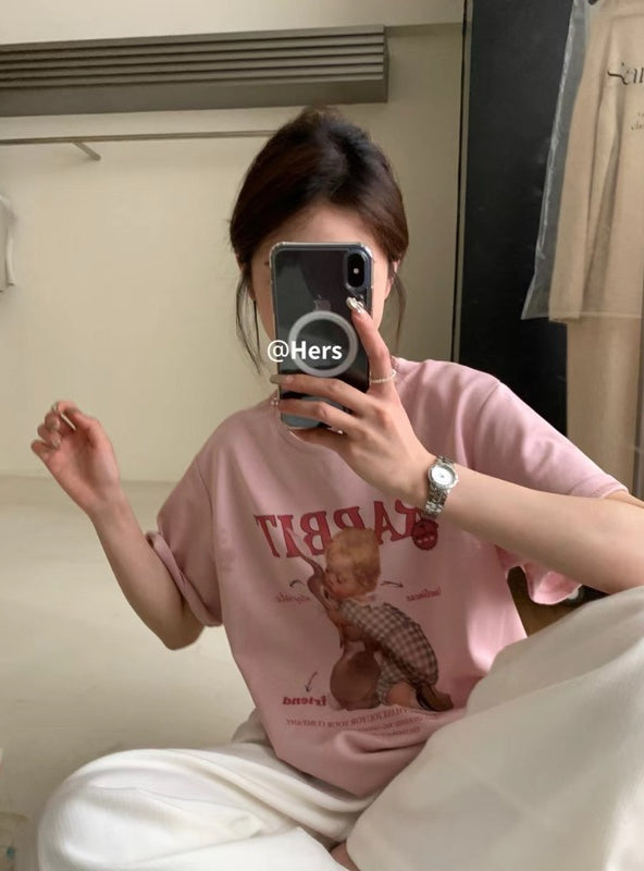HERS> 寶寶兔兔韓代T 9328#