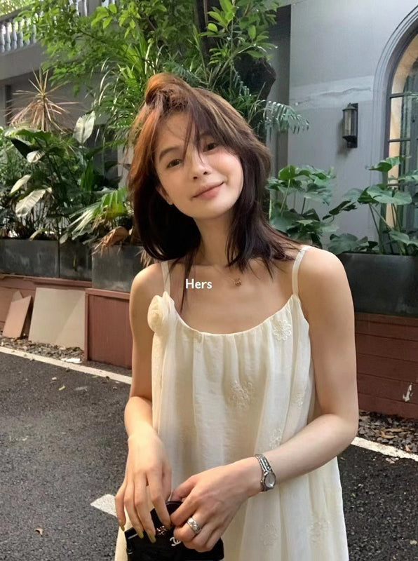 HERS> 氣質玫瑰吊帶連衣裙 20782#