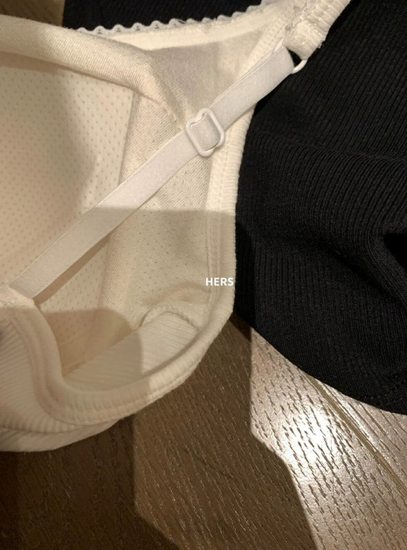HERS> 簡約花邊帶BRA吊帶背心 20577#