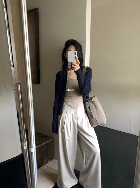 HERS> 闊腿格紋西褲 0943#