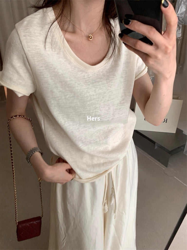HERS> 簡約輕盈雪花麻T 21006#