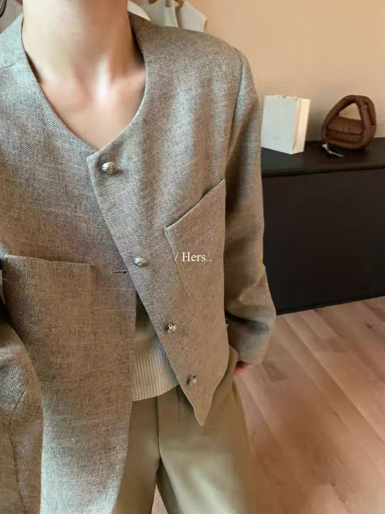HERS - 玫瑰扣小香風外套 92166#