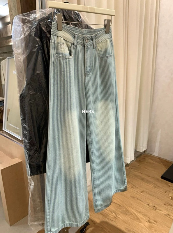 HERS> 2色直條紋牛仔褲 20442#