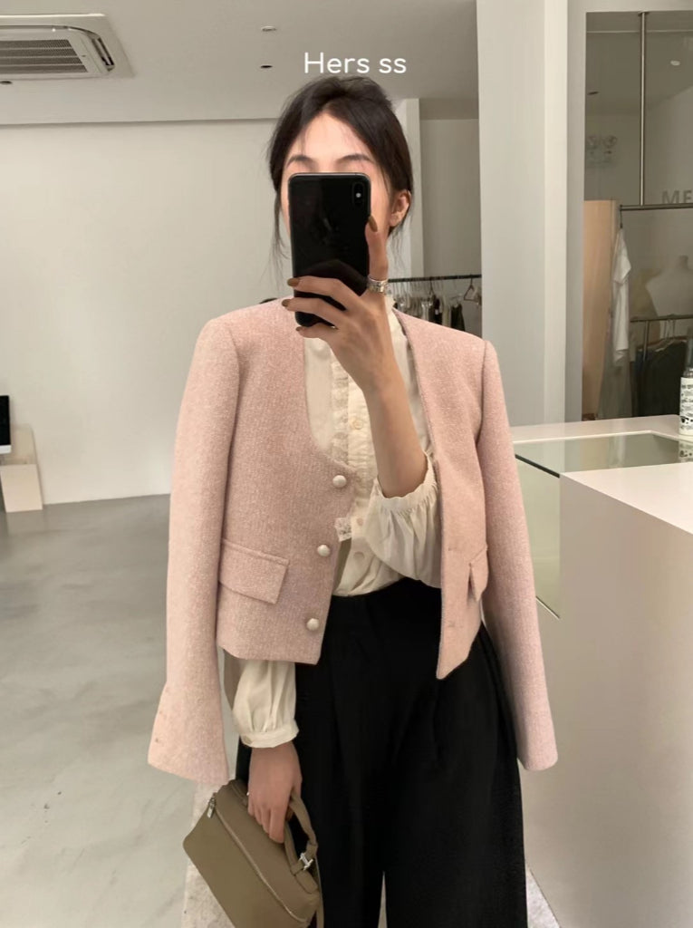 HERS>小香風U領外套 8105#