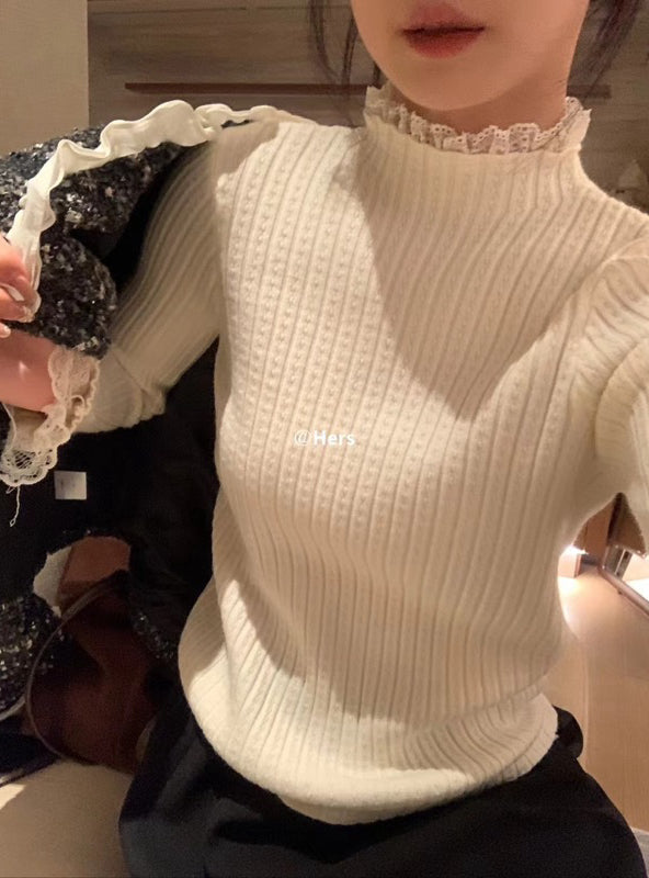 HERS> 小香外套& 3色加厚蕾絲打底 10455#