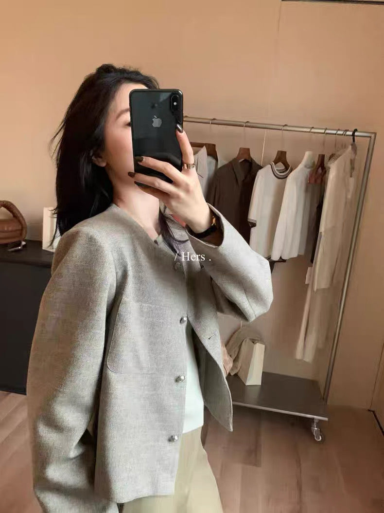 HERS - 玫瑰扣小香風外套 92166#