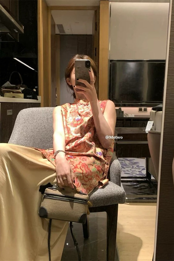 METWO> 中式無袖長版上衣 8307#