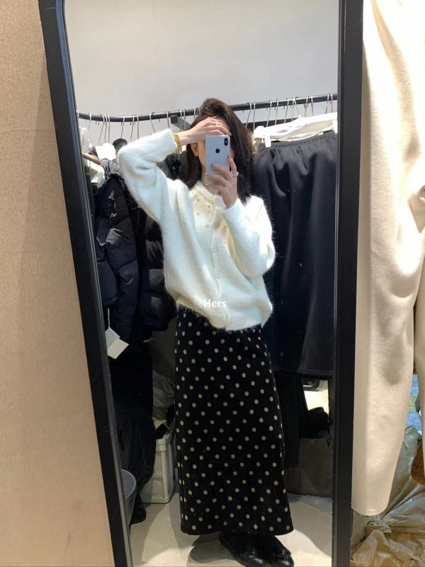 HERS> 波點絨半裙 10593#