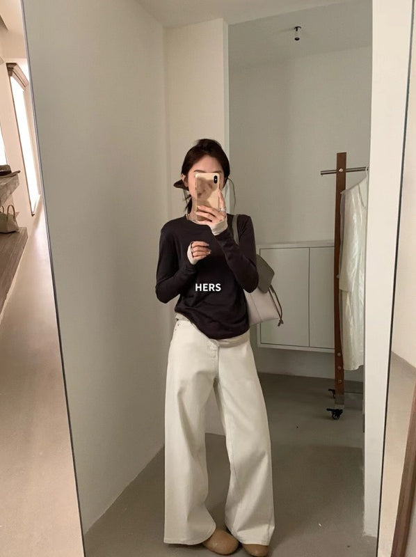 HERS> 純色簡約牛仔褲 20410#