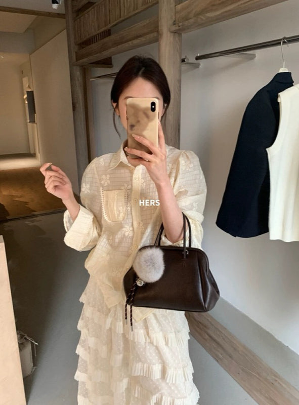 HERS> 中式提花襯衫&蛋糕裙 20419#