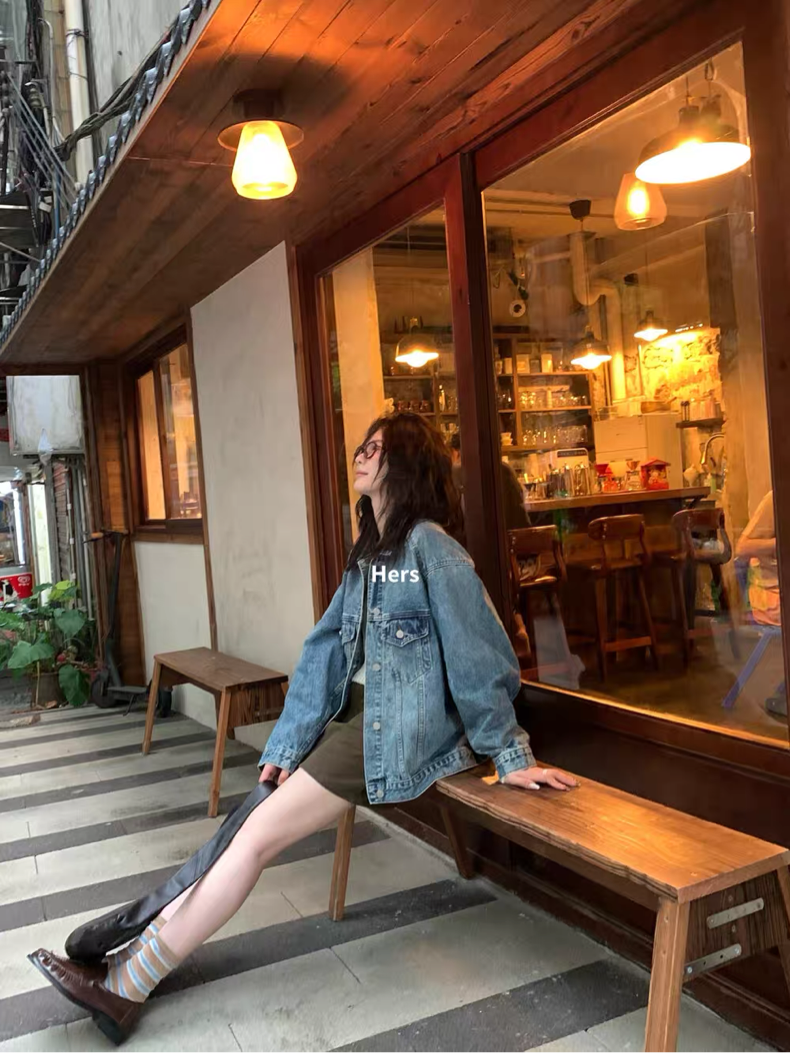 HERS> 小裙擺設計牛仔外套 92057#