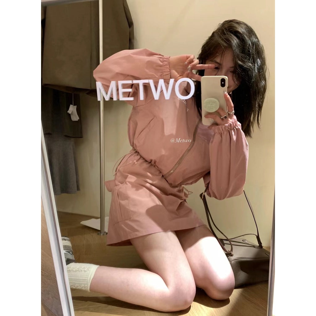 METWO> 皮粉衝鋒衣套裝 1026#