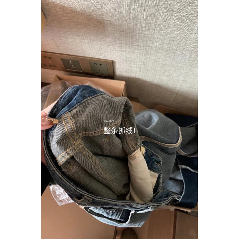 現貨*8809TW#METWO抓毛闊腿2穿牛仔褲