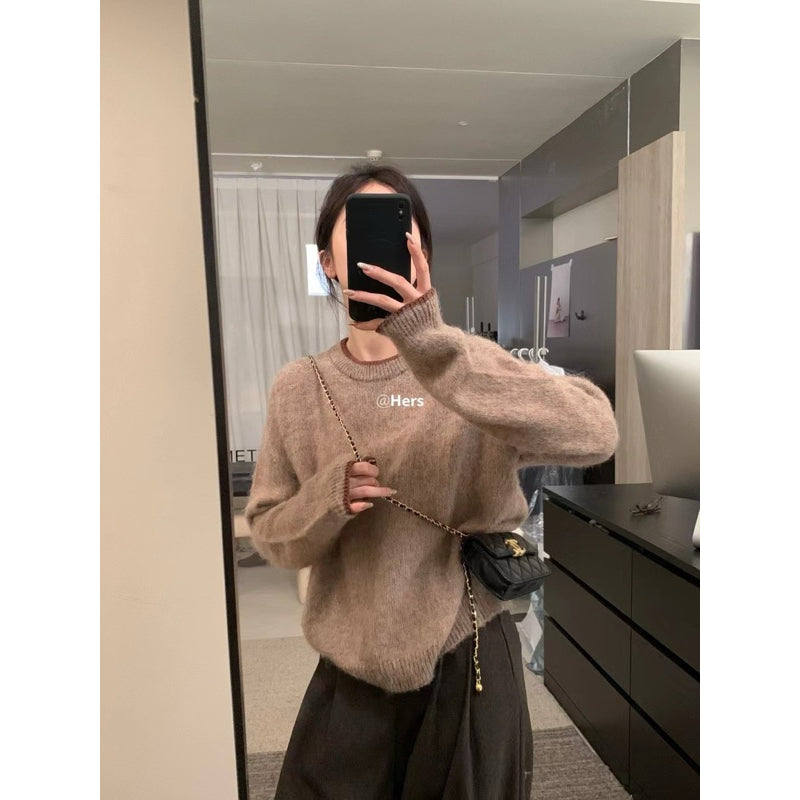 HERS> 領口撞色輕毛衣 10287#