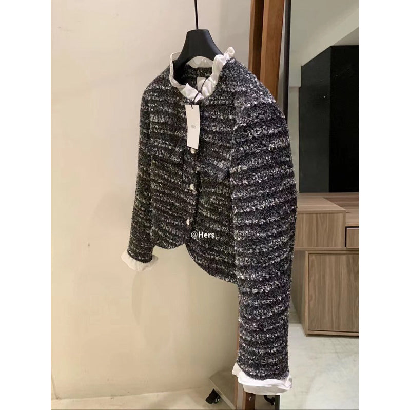HERS> 小香外套& 3色加厚蕾絲打底 10455#