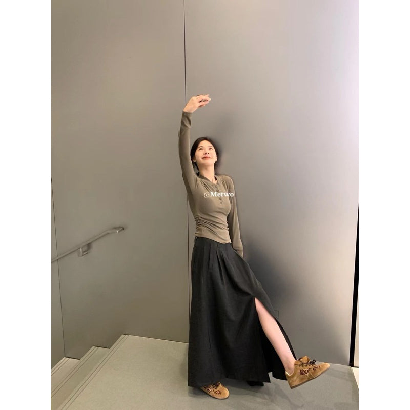 METWO> 直角肩掐腰針織T 軟糯彈 2106#