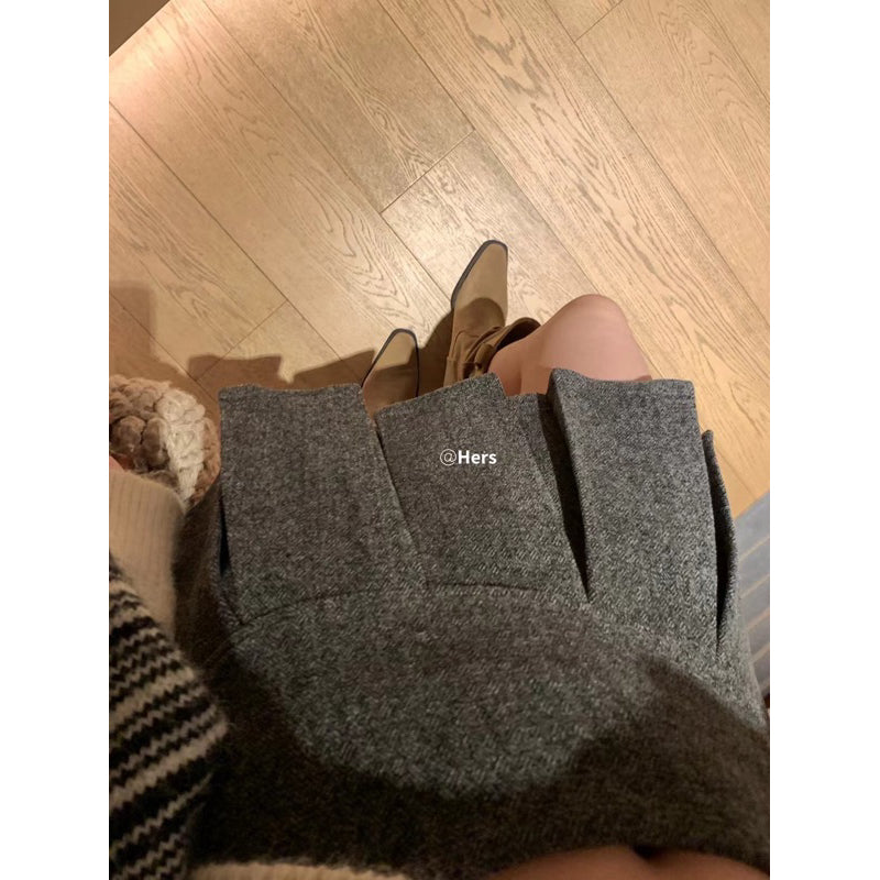 HERS> 毛呢百褶裙 10473#
