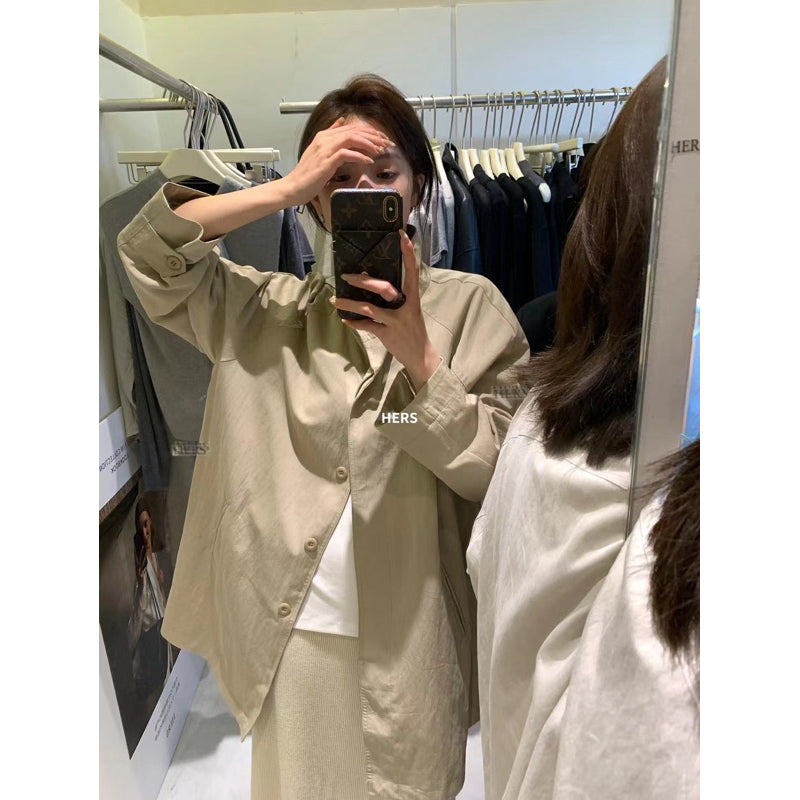 HERS> 長款立領風衣 20277#