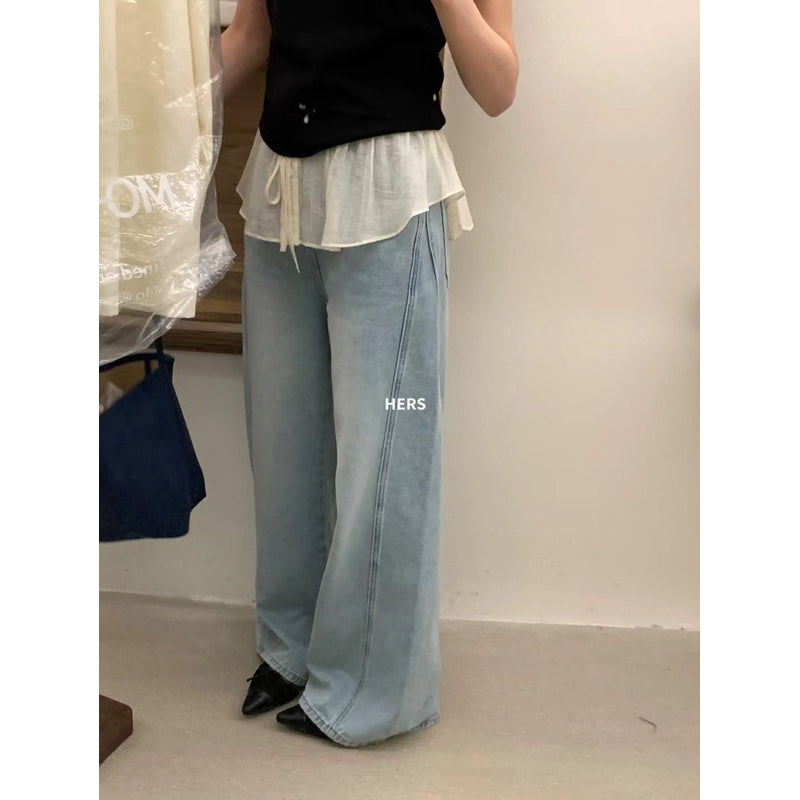 HERS> 彎刀闊腿牛仔褲 20596#