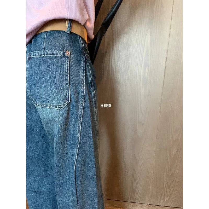 HERS> 彎刀闊腿牛仔褲 20596#