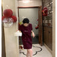 METWO> 顯白樹莓紫小香連衣裙 2110#