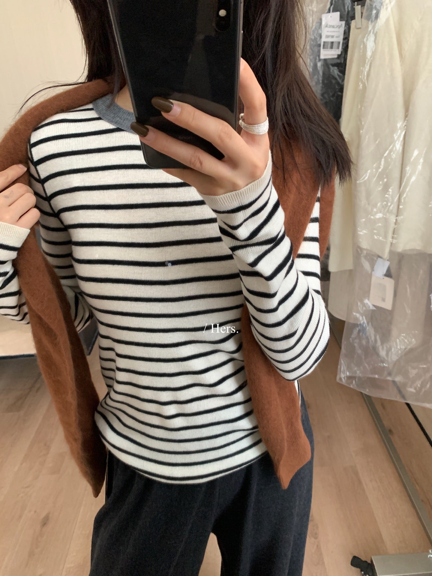 HERS - 撞色條紋針織衫  92399#