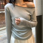 Metwo -撞色斜肩針織衫 92133#