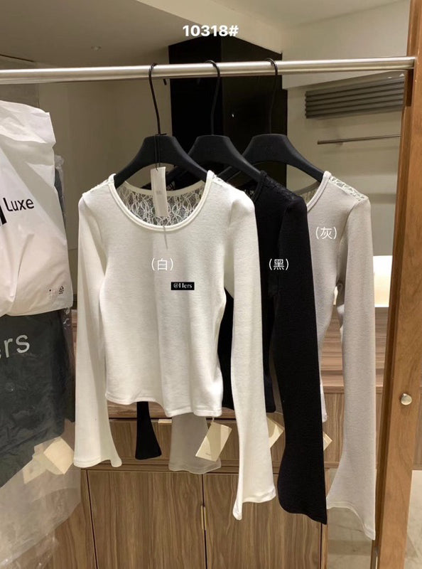 HERS> 後背蕾絲拼接上衣 #10318#