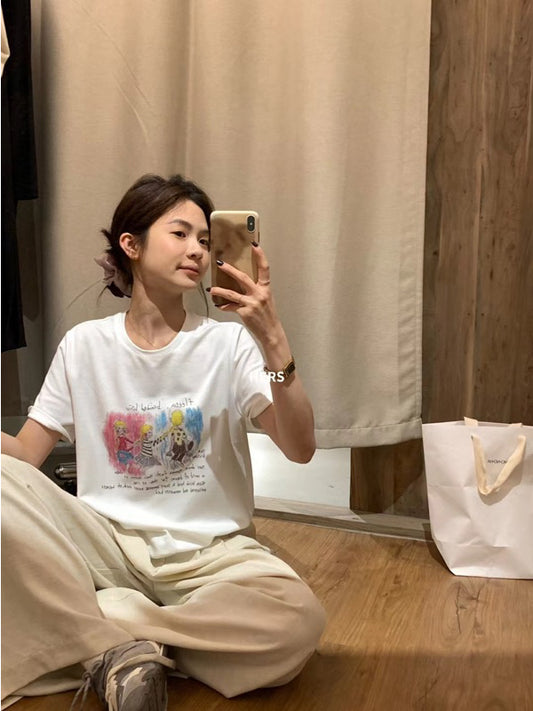 HERS> 小眾繪畫白T 20741#