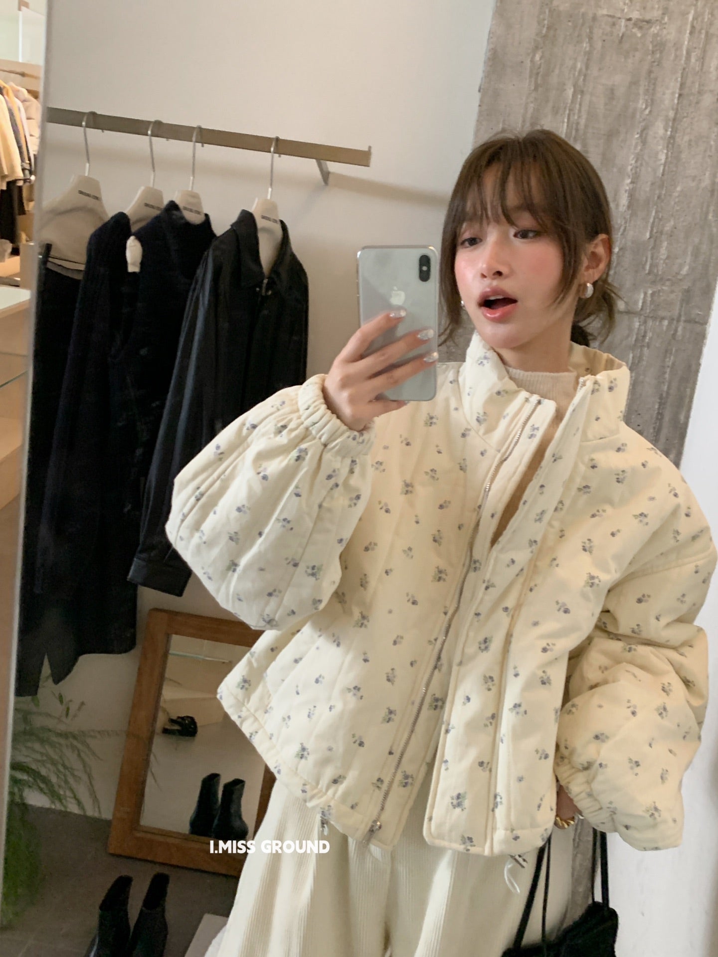 I MISS - 氣質花花棉服  80812#