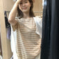 Hers - 竹節肌理感條紋T  80685#
