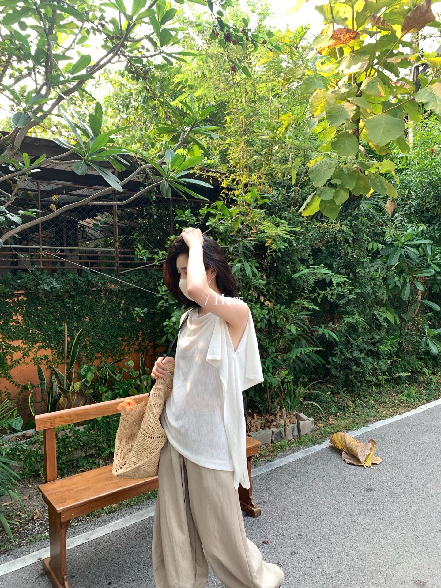 Hers - 一粒扣蕩領氣質針織衫   80509#