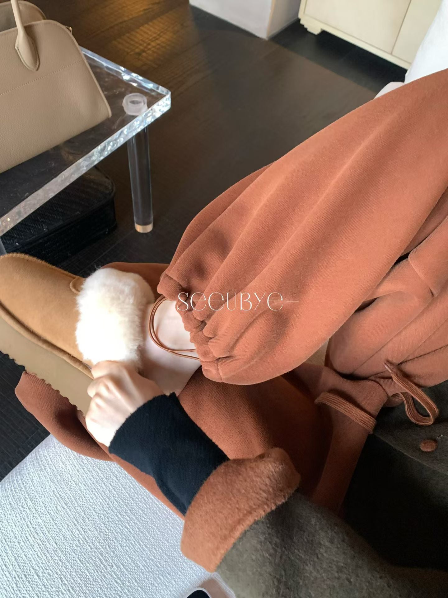 seeUbye - 暖暖褲王 加絨抽繩衛褲  720#