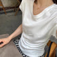 METWO> 扭摺小飛袖U領T 8274#