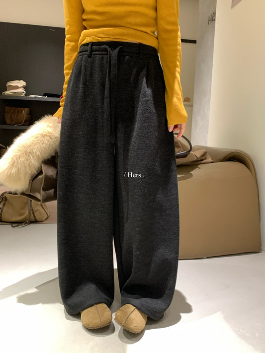 Hers - 磨毛抽繩休閒褲  92663#