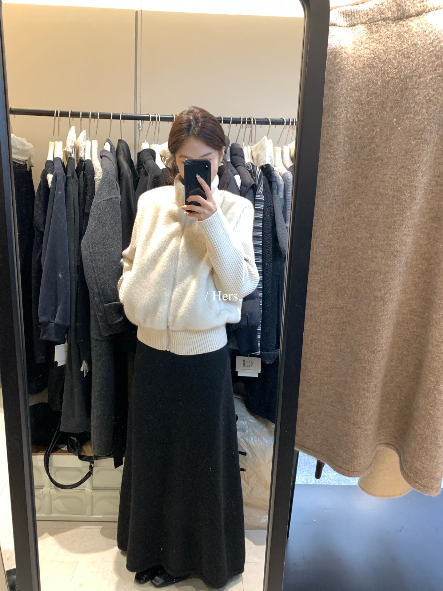 Hers - 毛毛拼接針織立領外套  92660#