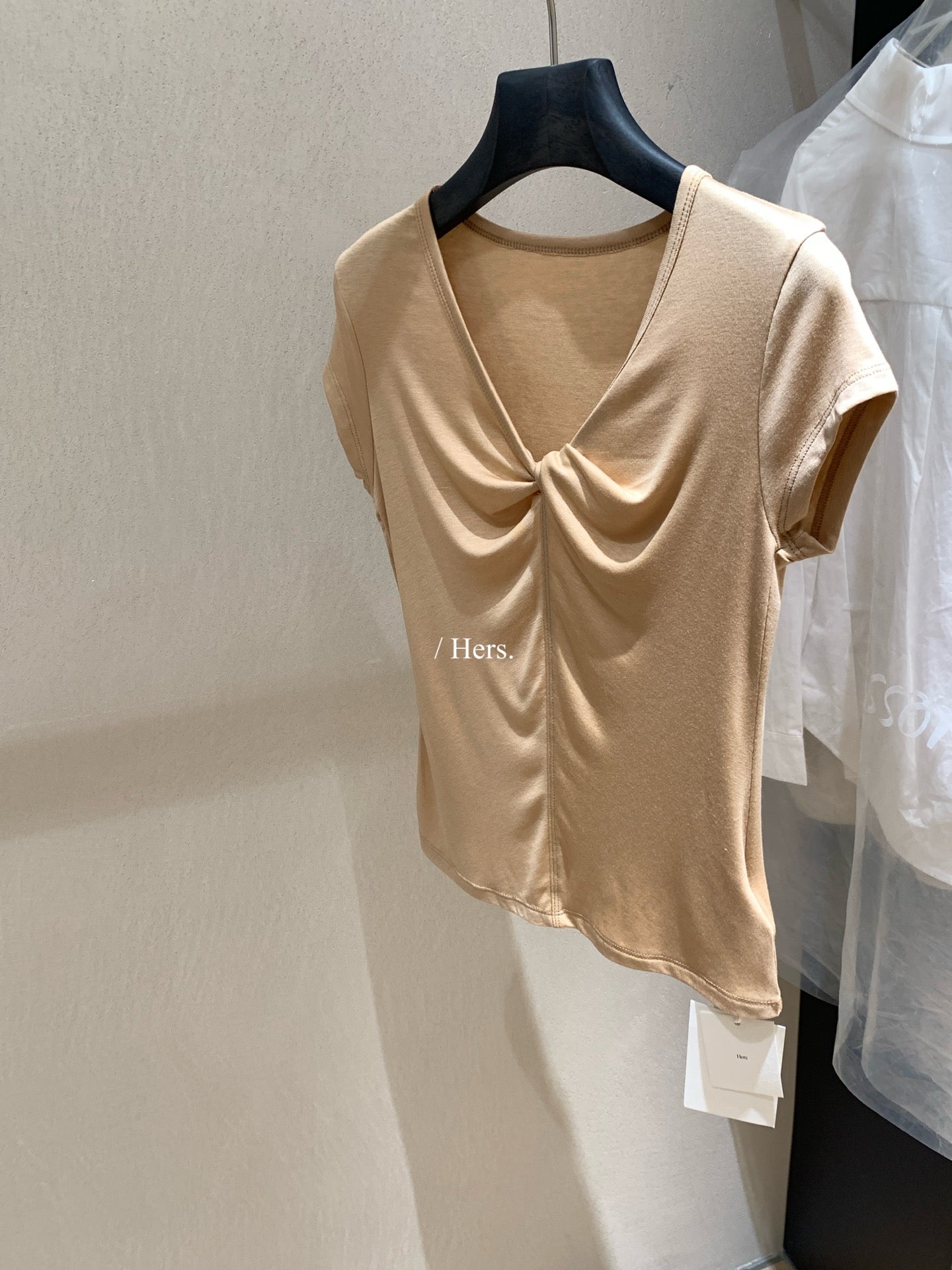 Hers - 紐結V領紙片T   80571#