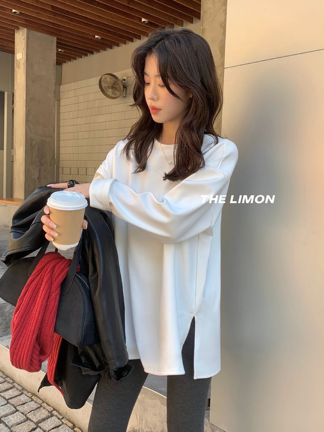 LIMON - 加厚長袖加絨大版T 9296#