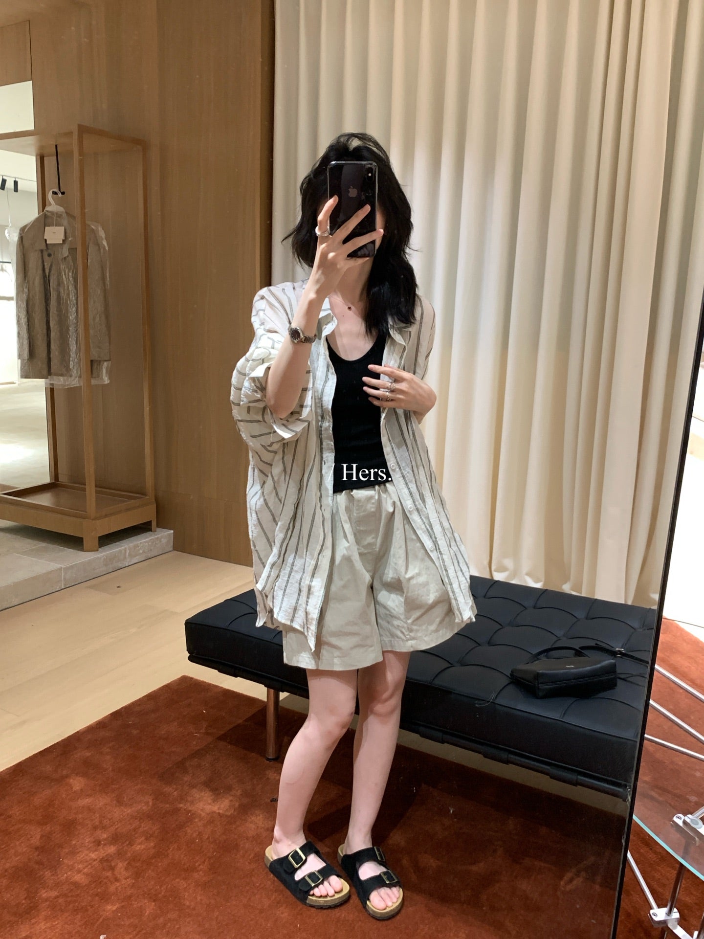 Hers - 舒適飄逸感防曬條紋襯衫  80553#