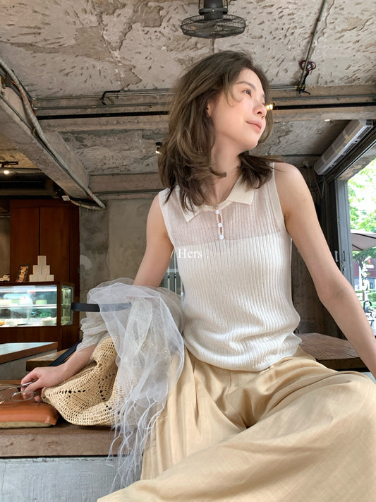 Hers - POLO領小精緻背心   08145#