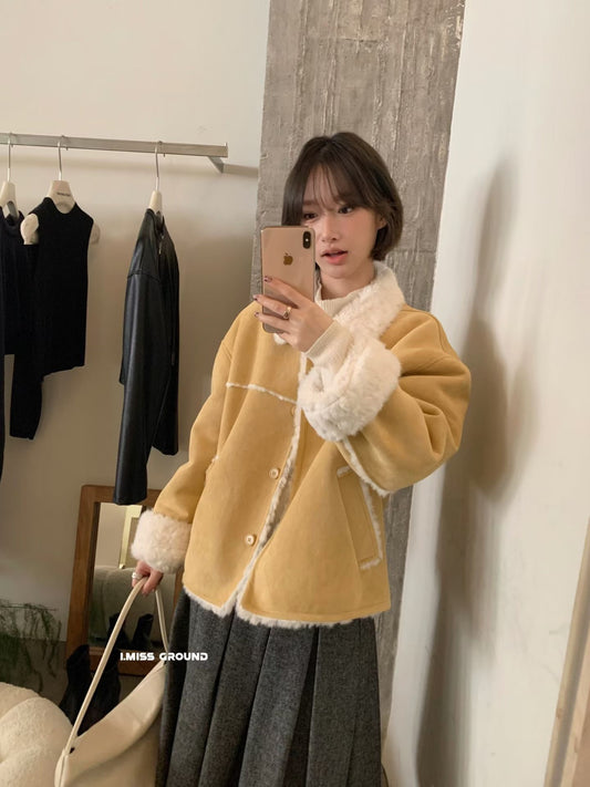 I miss - 皮毛一體羊羔毛外套  70883#